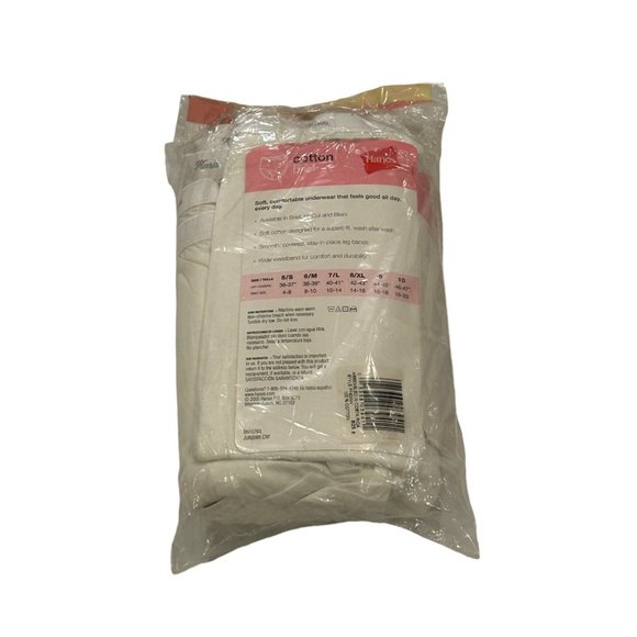 Hanes Women's Briefs Panties White Size 9 Cotton w/Cotton Liner 7 Pair NWT - Picture 2 of 4